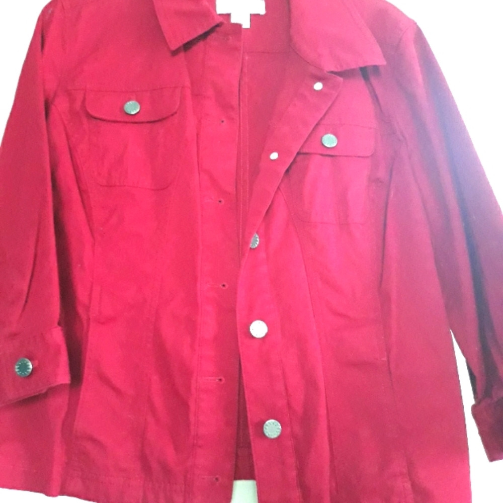 Ladies lg red jean jacket